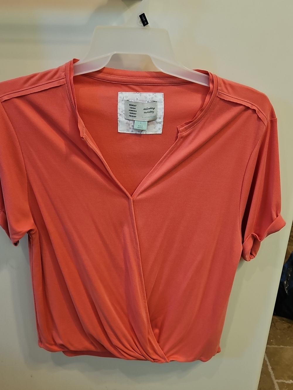 Everyday Draped Twist-Front Blouse - Coral
